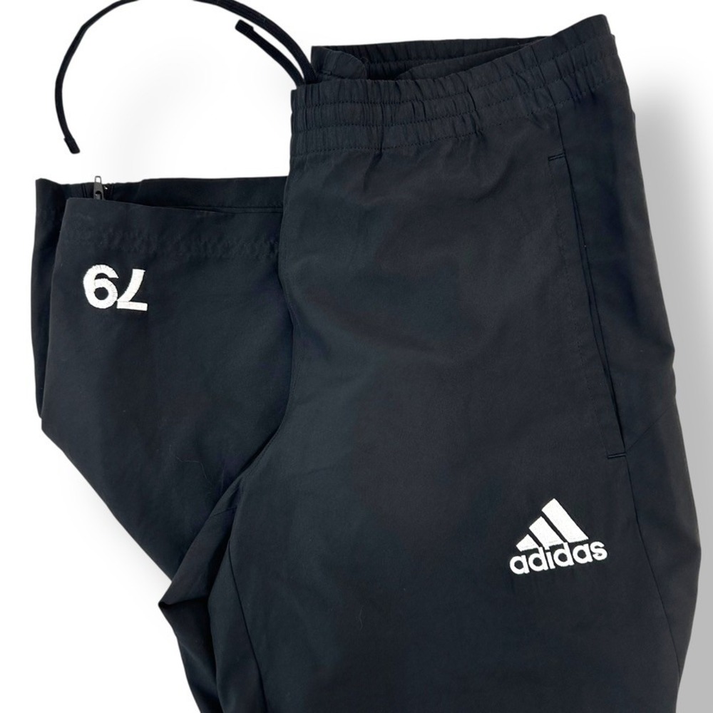 Adidas Mens Size Small Black Track Pants "79" Zip Ankle Athletic Joggers
